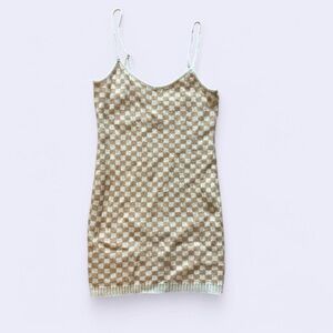 Great condition size S 12th tribe Cream and yellow checkered knit mini dress